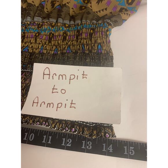 Mine Womens Maxi Dress SZ L Boho Aztec Country Festival Southwest Sundress - Picture 9 of 9